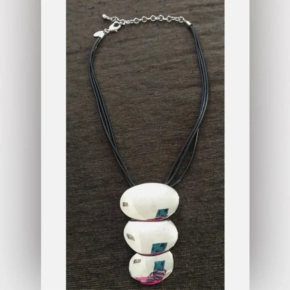 Chico's Black Cord Necklace with Silver Pendant NWT - Picture 8 of 8